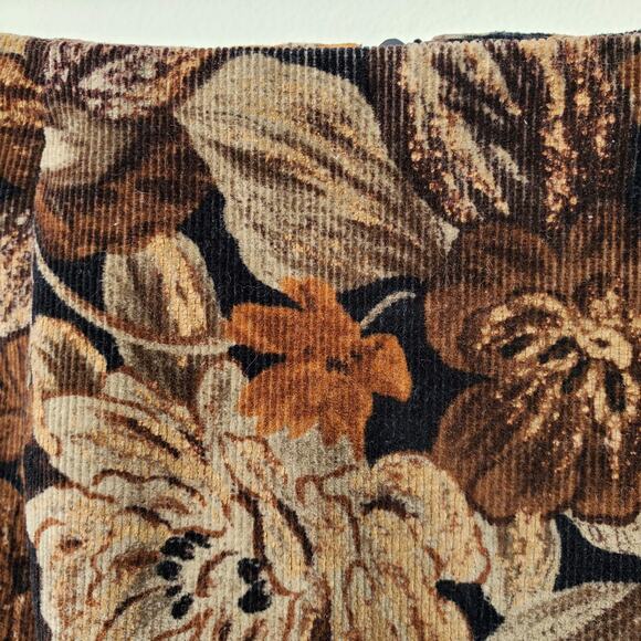 80s Brown Floral Corduroy Mini Skirt M Boho Prairie Cottagecore Goblincore - Picture 2 of 13